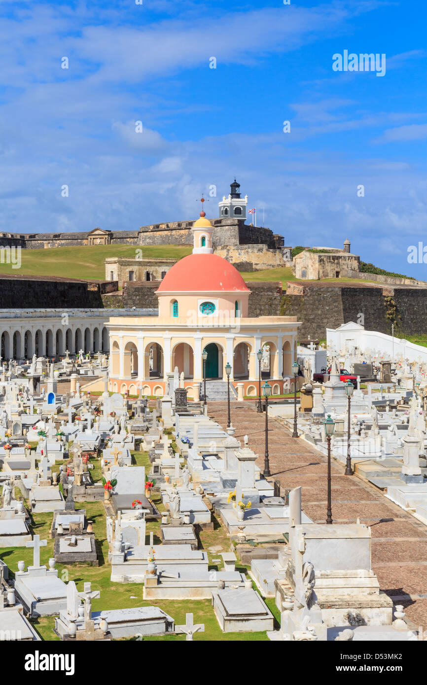 La vecchia San Juan, El Morro fort e Santa Maria Magdalena cimitero, Puerto Rico Foto Stock