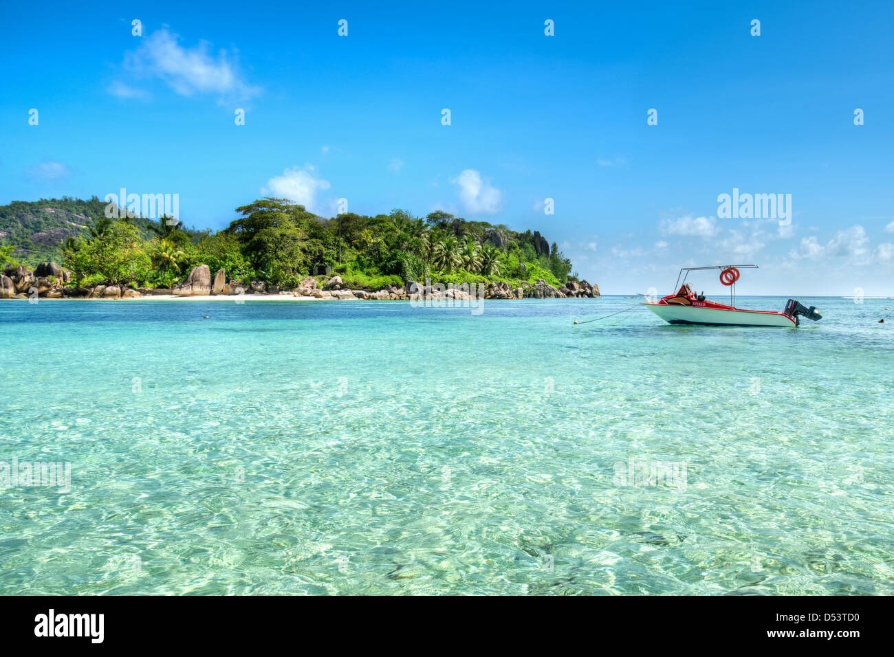 Port Launay beach, Isola di Mahe, Seicelle Foto Stock