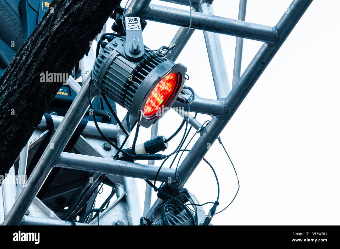 Fase truss con luce rossa Foto Stock