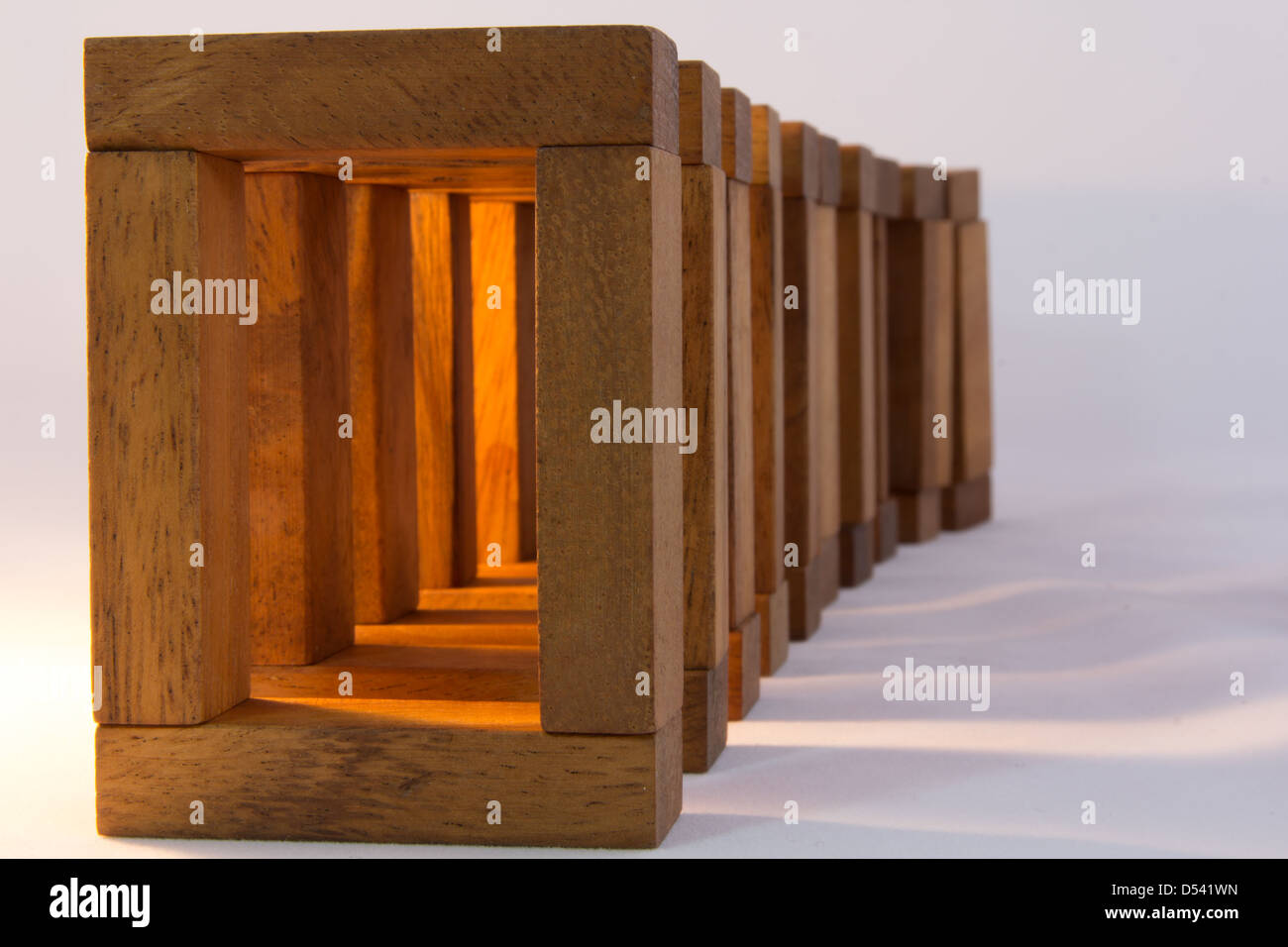 Generico blocco di legno edilizia, legno di ripresa macro Foto Stock