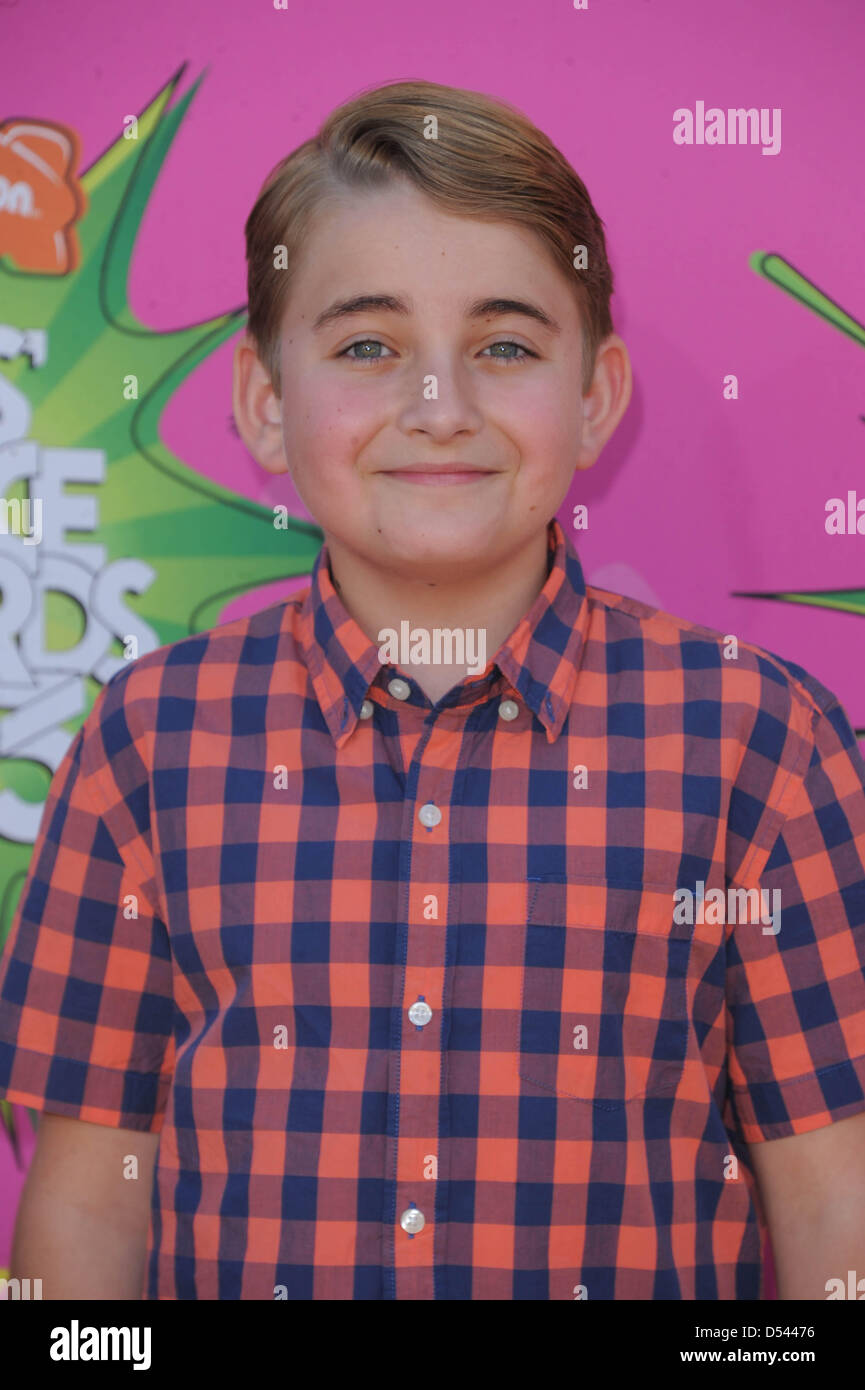 Noi attore Buddy Handleson arriva a Nickelodeon La XXVI edizione Kids Choice Awards a USC Galen Center di Los Angeles, Stati Uniti d'America, il 23 marzo 2013. Foto: Hubert Boesl Foto Stock