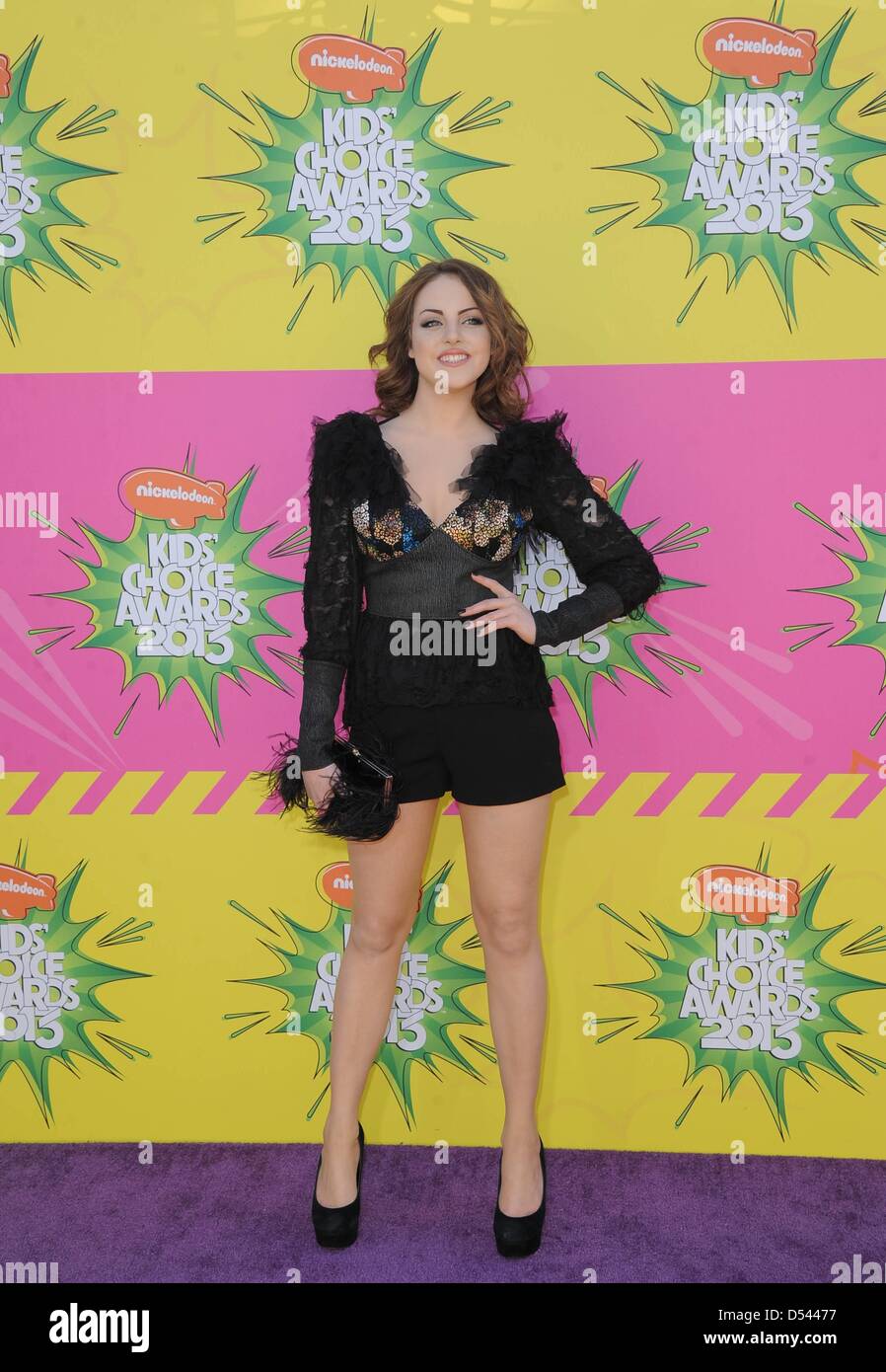 Attrice Elizabeth Gillies arriva a Nickelodeon La XXVI edizione Kids Choice Awards a USC Galen Center di Los Angeles, Stati Uniti d'America, il 23 marzo 2013. Foto: Hubert Boesl Foto Stock