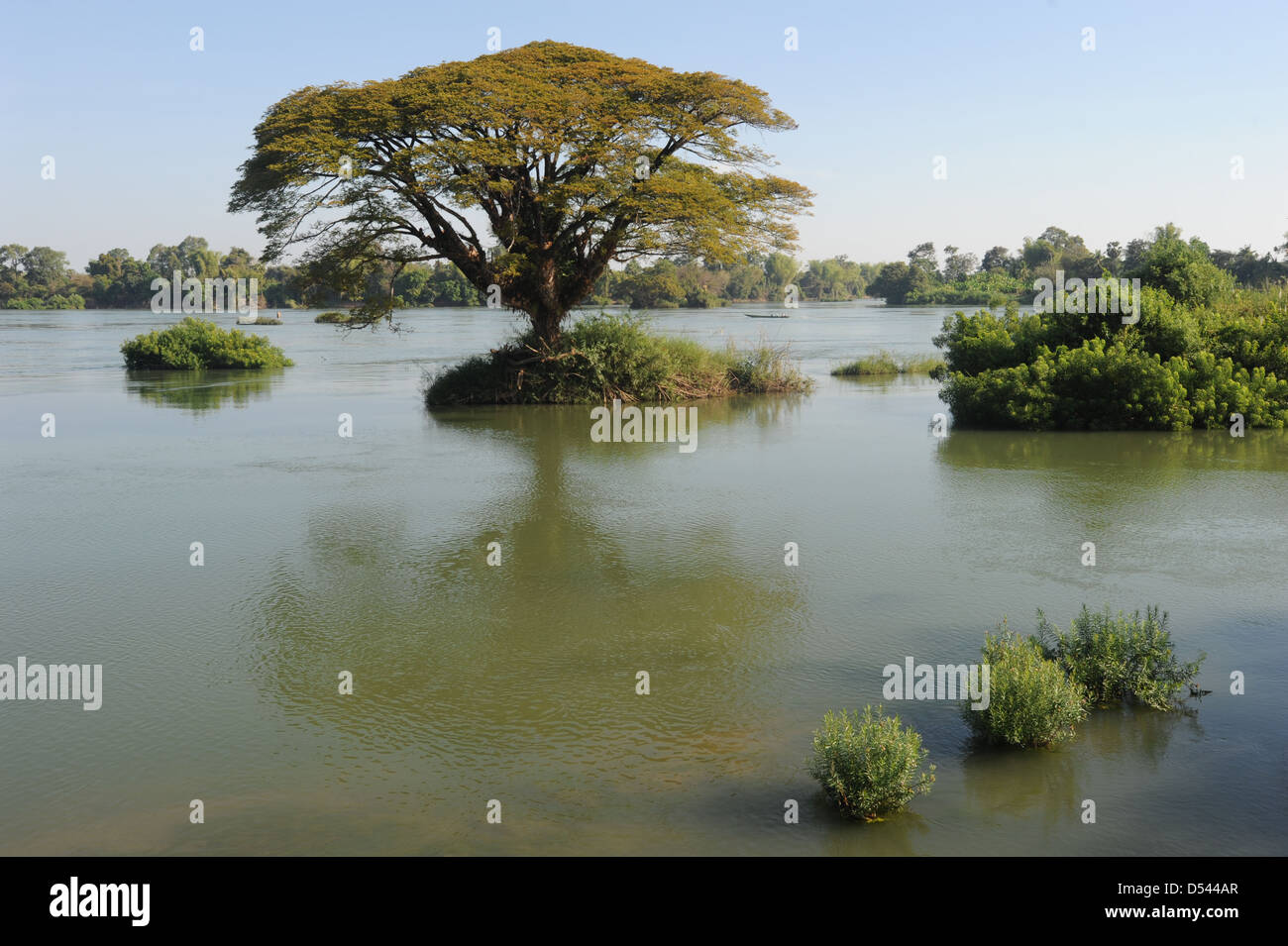 Il fiume Mekong paesaggio a Don Det isola su Laos Foto Stock