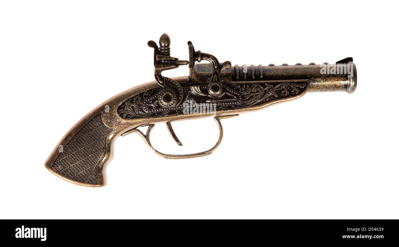 Modello della vecchia pistola su uno sfondo bianco, souvenir Foto Stock