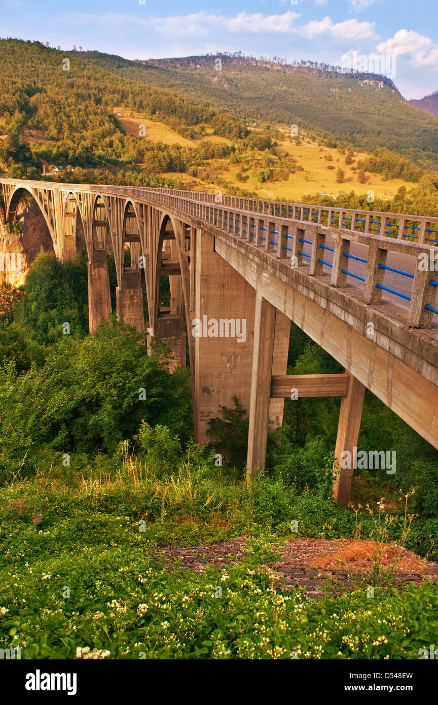 Lungo ponte sul fiume Tara in Montenegro Foto Stock