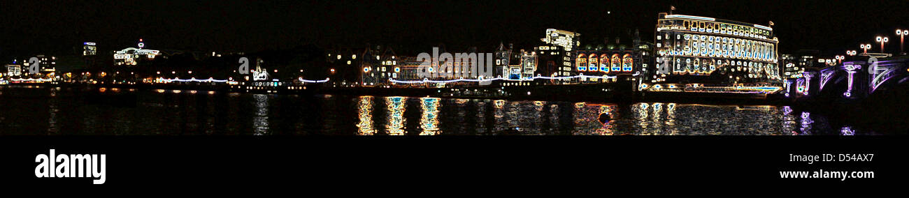 Londra Panoramica di notte della skyline di Londra cityscape lavoro Foto Stock