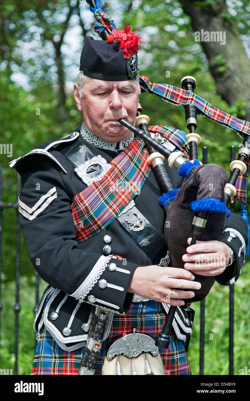 George il bagpiper, Edimburgo, Scozia, Regno Unito Foto Stock