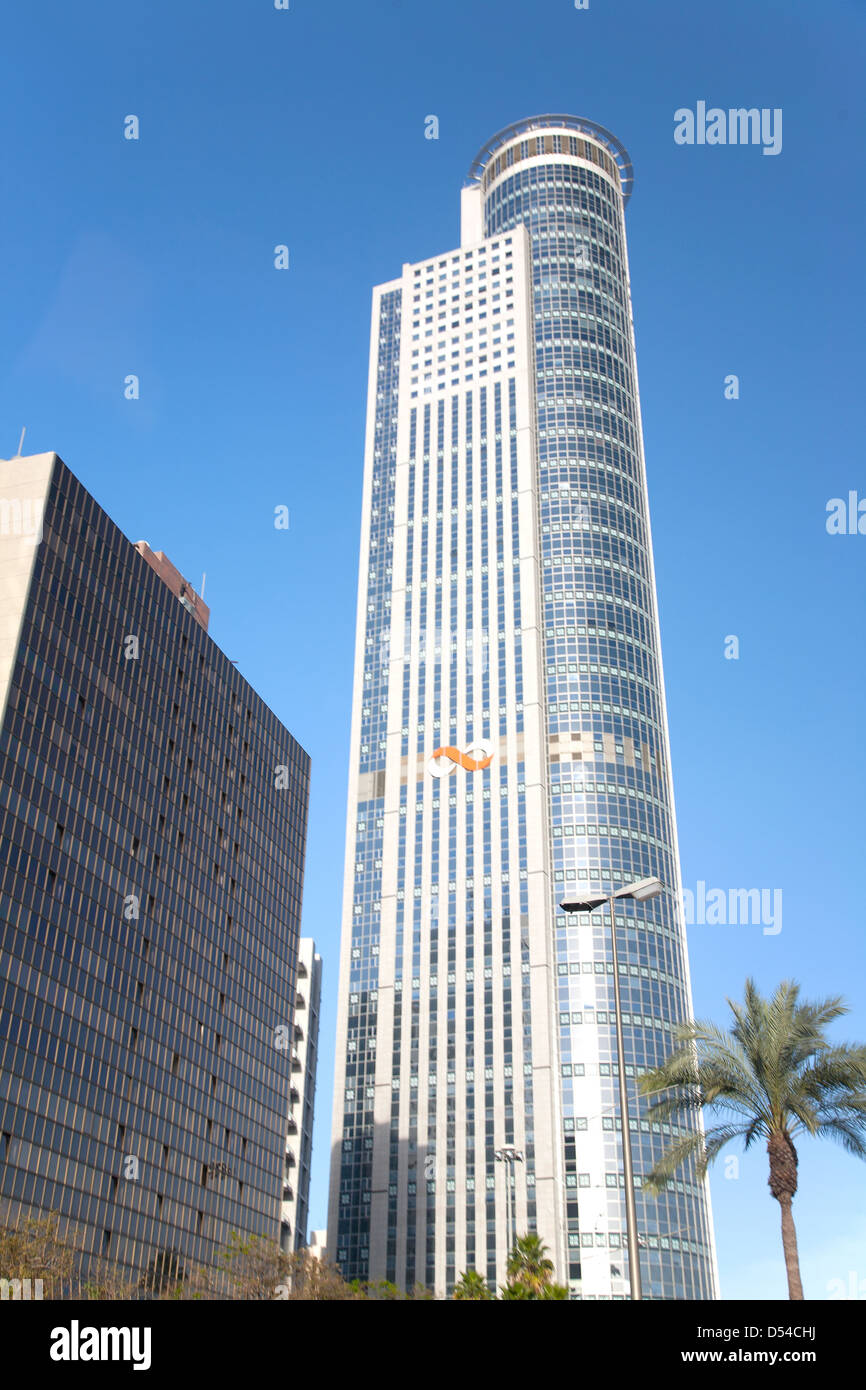 La Moshe Aviv Torre (City Gate) in scambio Diamond District (Bursa), Ramat Gan, Israele, Medio Oriente Foto Stock