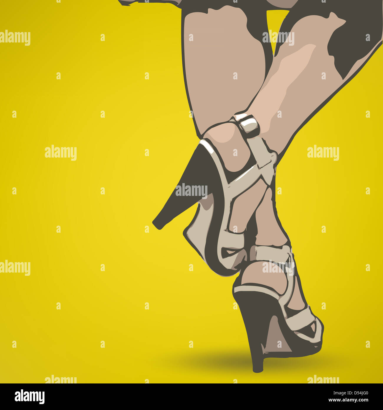 Bellissima femmina gambe e tacco alto scarpe, illustrazione Foto Stock
