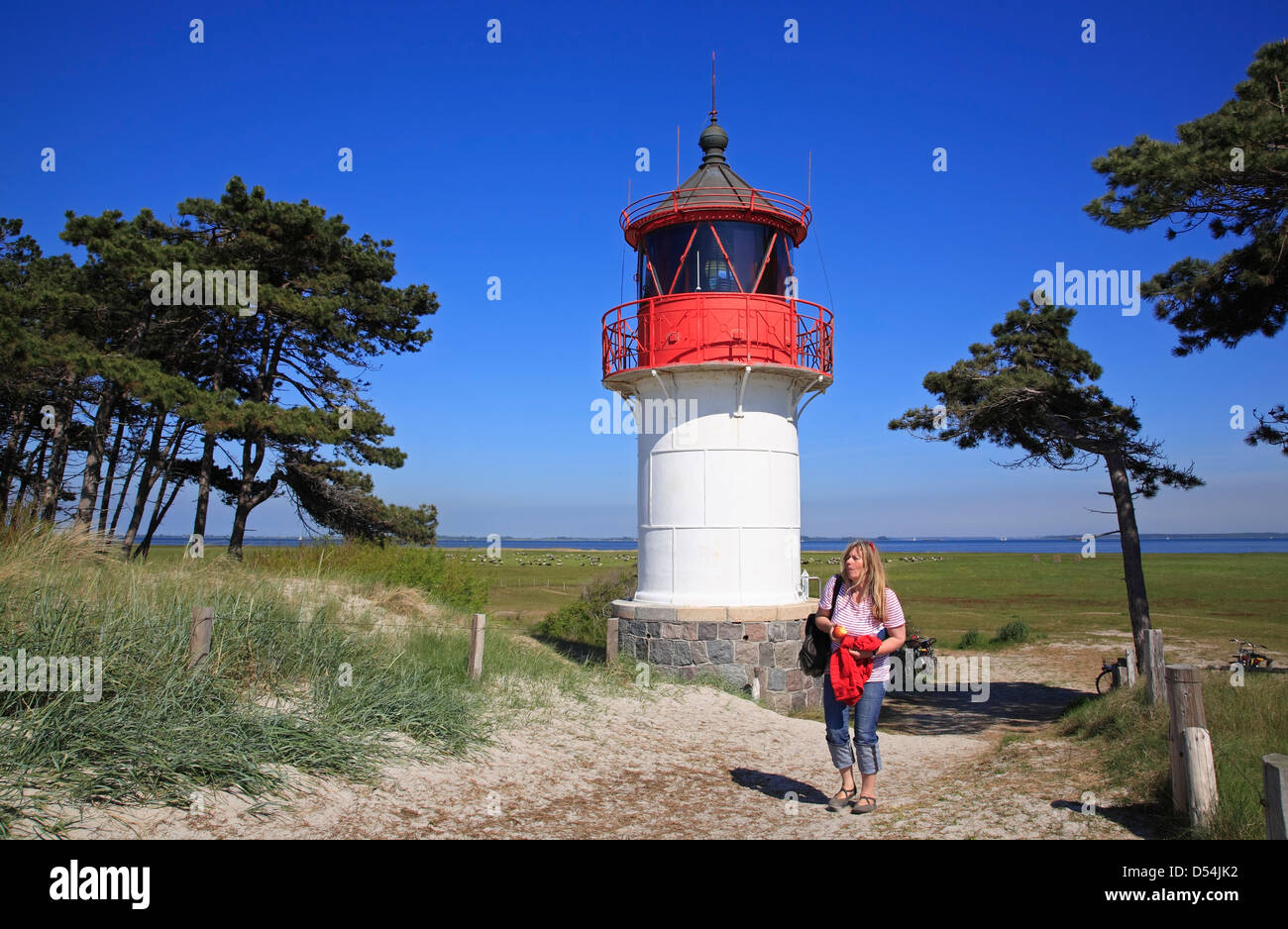 Isola di Hiddensee, faro di Gellen, Meclemburgo-Pomerania, Germania Foto Stock