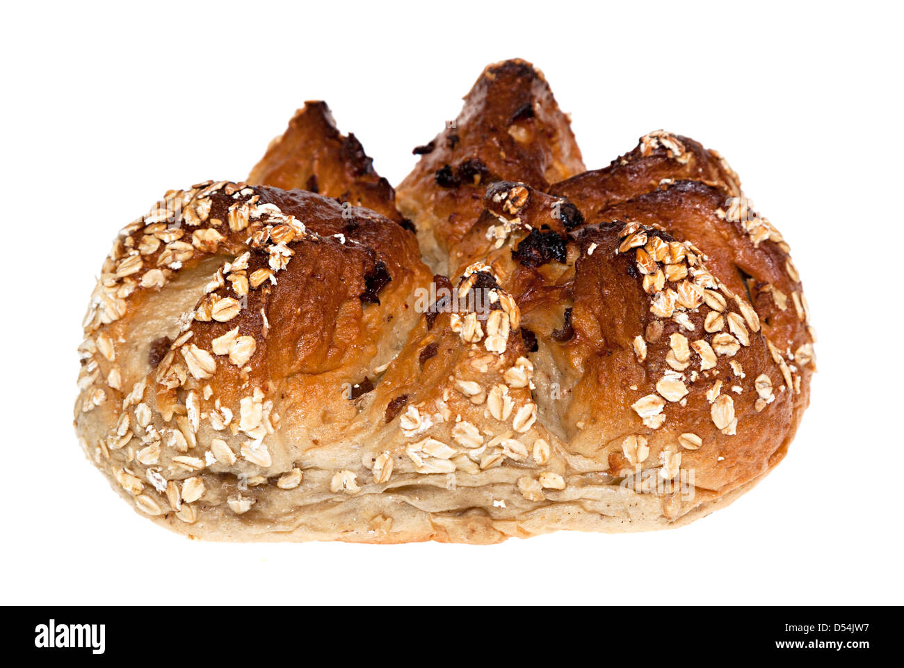 Il pane artigianale realizzato con banana e il grano di avena su sfondo bianco Foto Stock