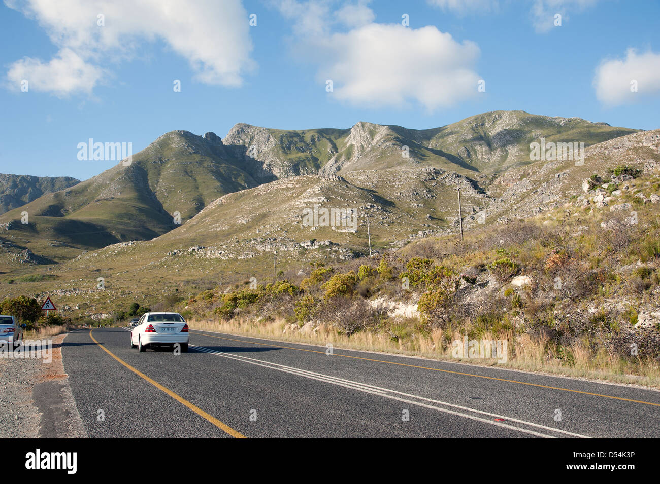 Clarence Drive e il Ottentotti Holland Mountains lungo la R44 road Western Cape Sud Africa Foto Stock