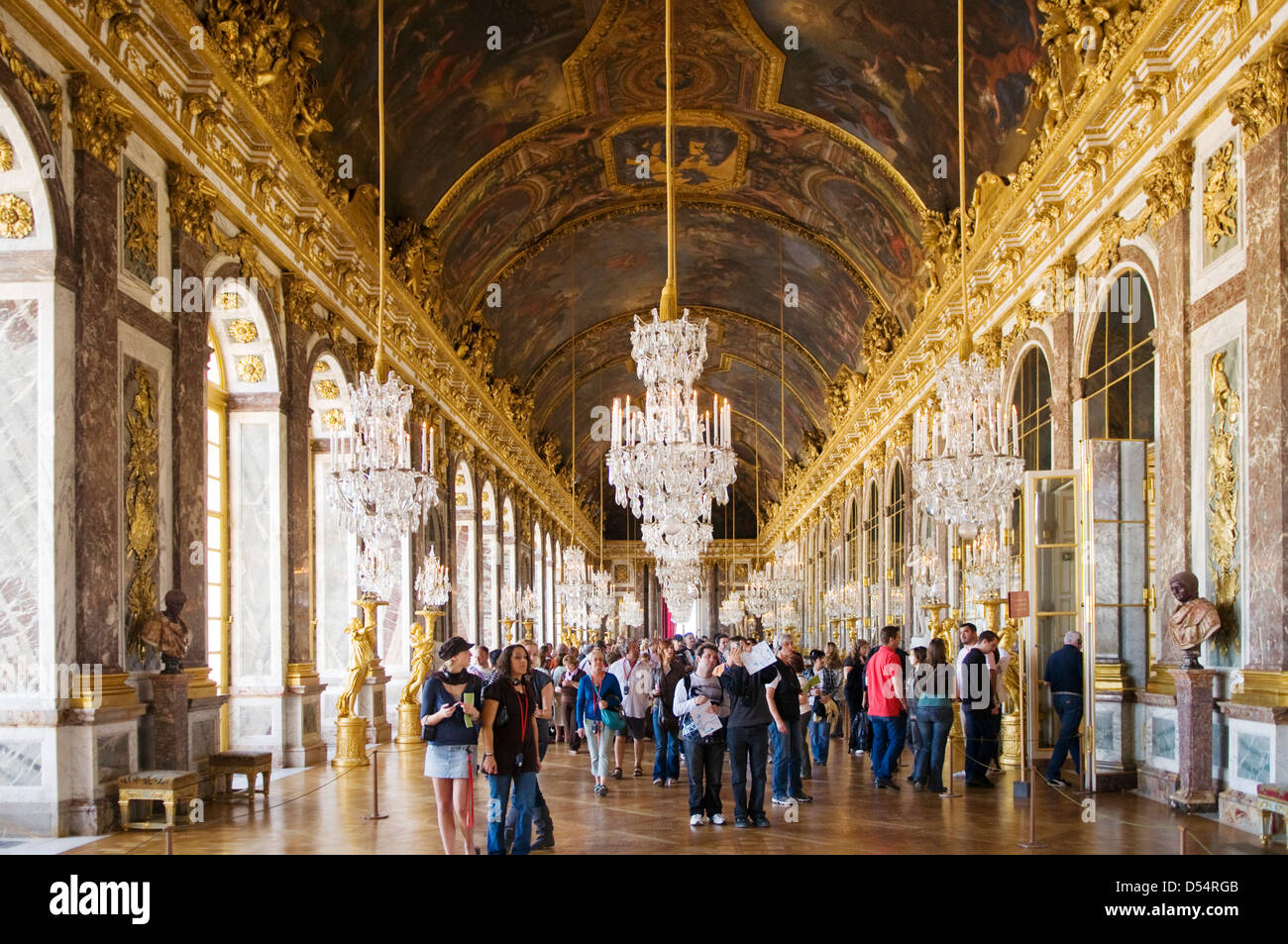 La Sala degli Specchi, Palais de Versailles, Parigi, Francia Foto Stock