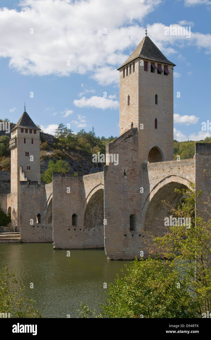 Porto Valentre a Cahors, Lot, Midi-Pirenei, Francia Foto Stock