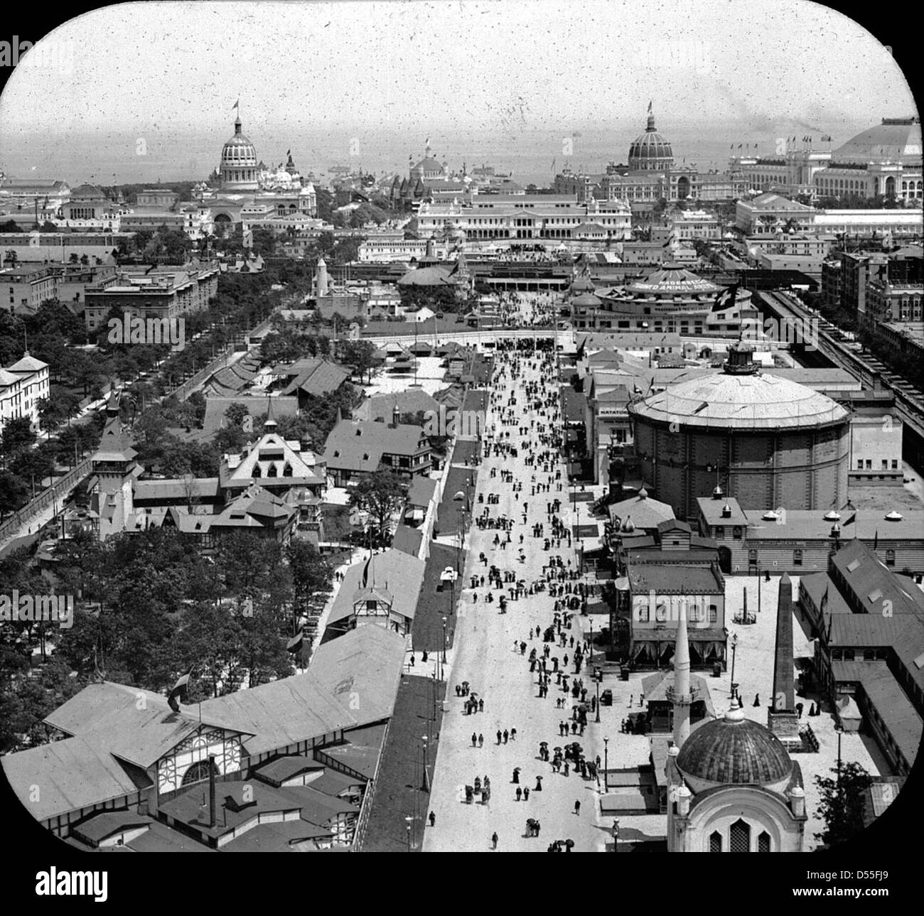 World's Columbian Exposition: ruota panoramica Ferris, Chicago, Stati Uniti, 1893. Foto Stock