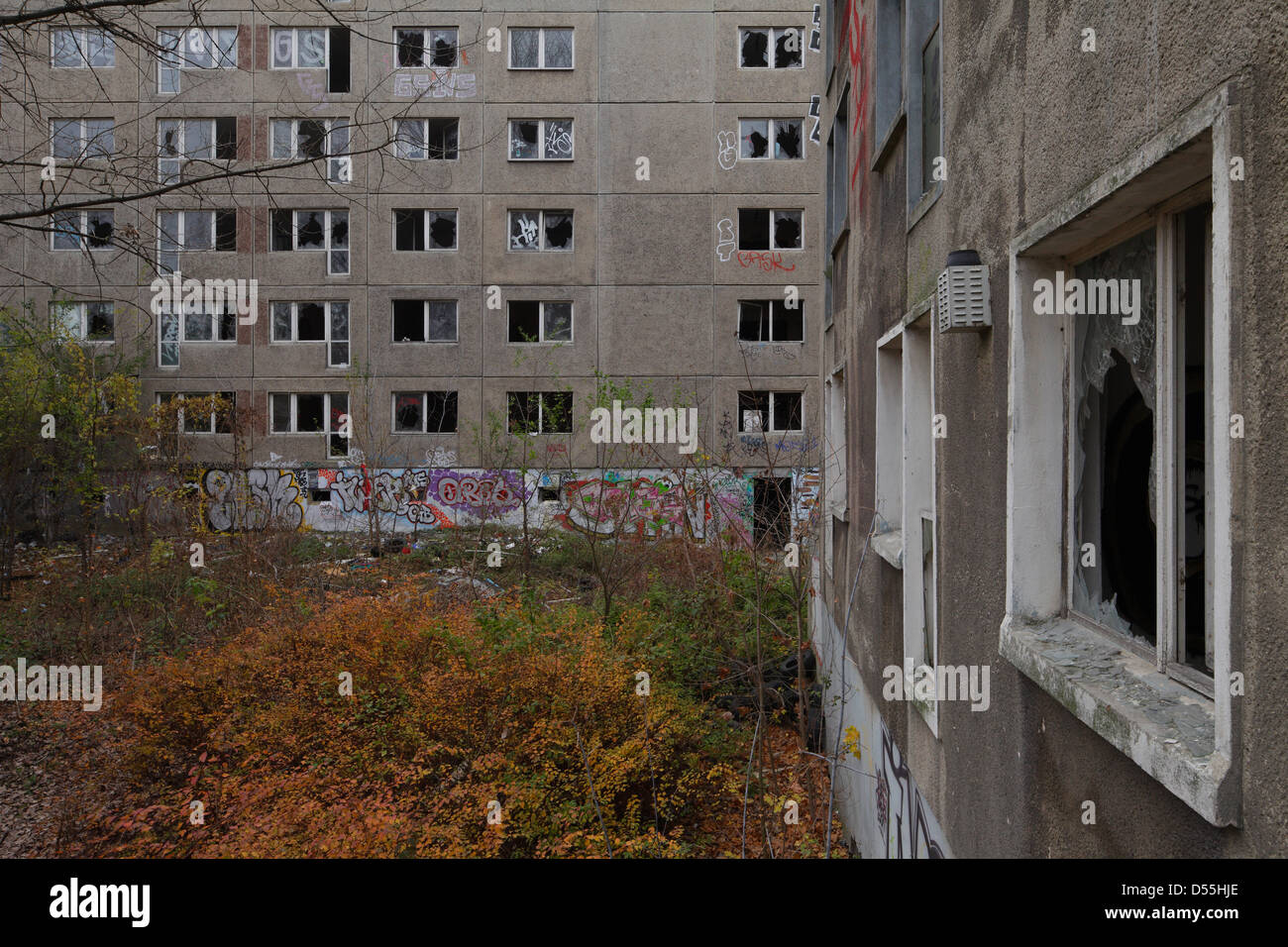 Berlino, Germania, le rovine di un ex lavoratore a contratto dormitorio Foto Stock