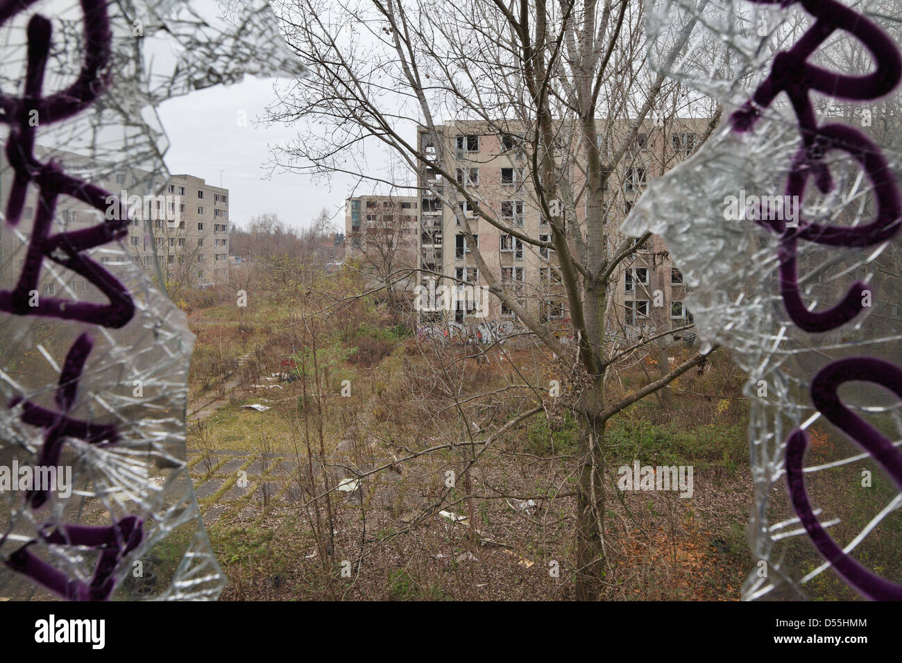 Berlino, Germania, le rovine di un ex lavoratore a contratto dormitorio Foto Stock