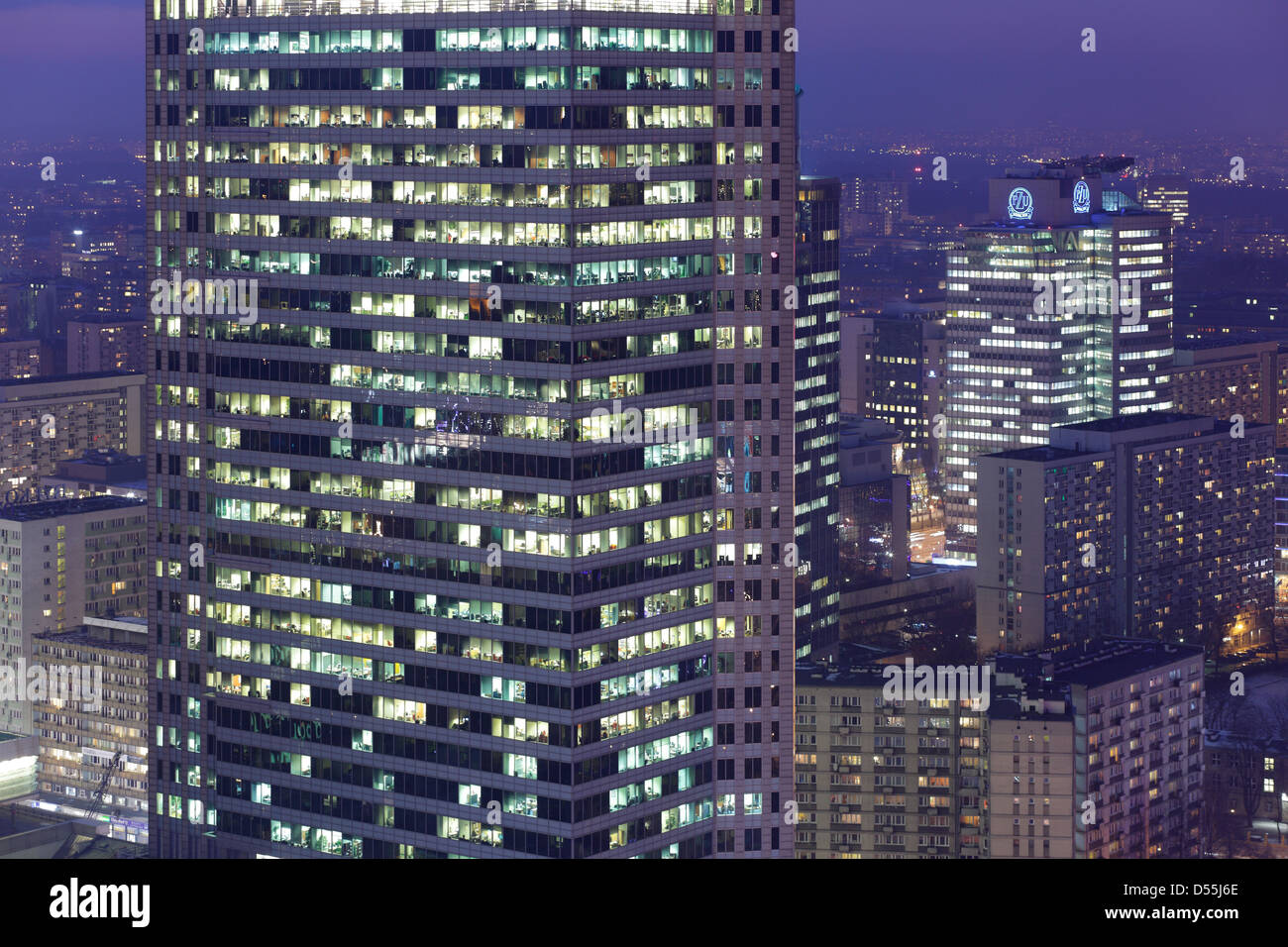 Varsavia, Polonia, Bank Austria Creditanstalt e panorama di Varsavia Foto Stock