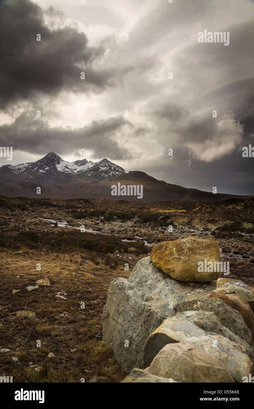Il Black Cuillins visto da Glen Sligachan, Isola di Skye in Scozia Foto Stock