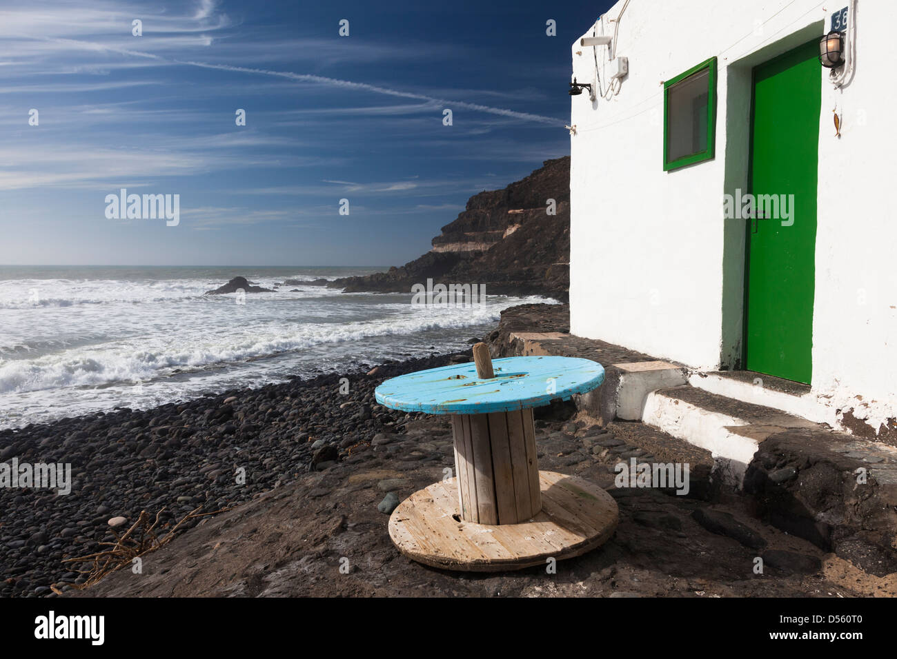 Spiaggia nera a Los Molinos, Fuerteventura, Isole Canarie Foto Stock