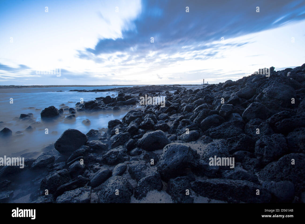 Tramonto sulla sponda nord di Fuerteventura Isole Canarie Foto Stock