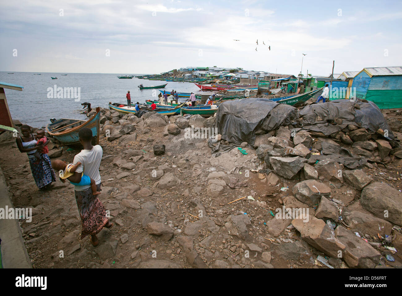 Vista su Remba Island, il lago Victoria, in Kenya. Foto Stock