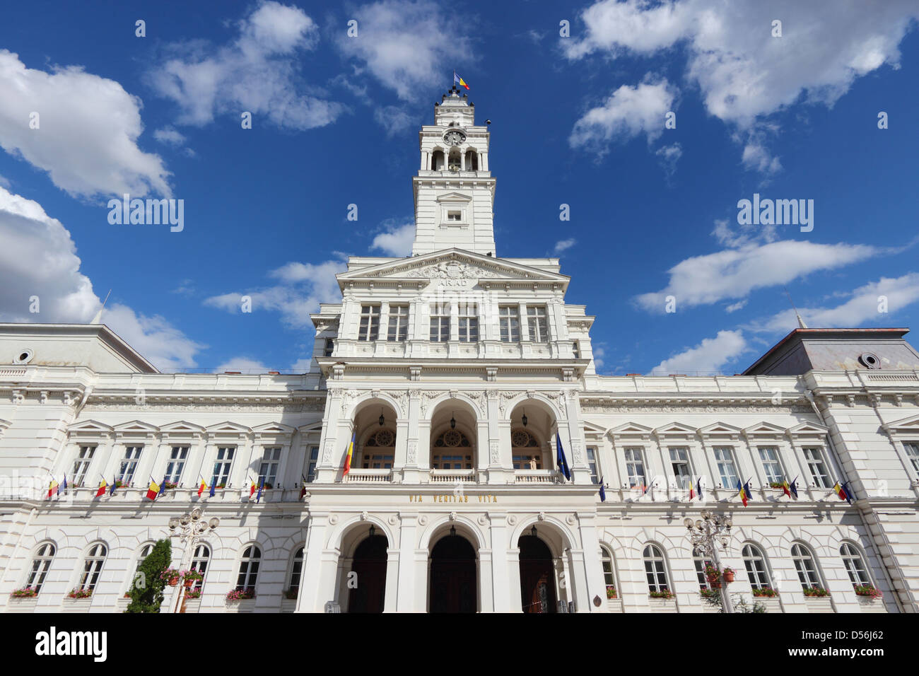 Arad, città della regione di Crisana della Romania. Il Municipio. Foto Stock