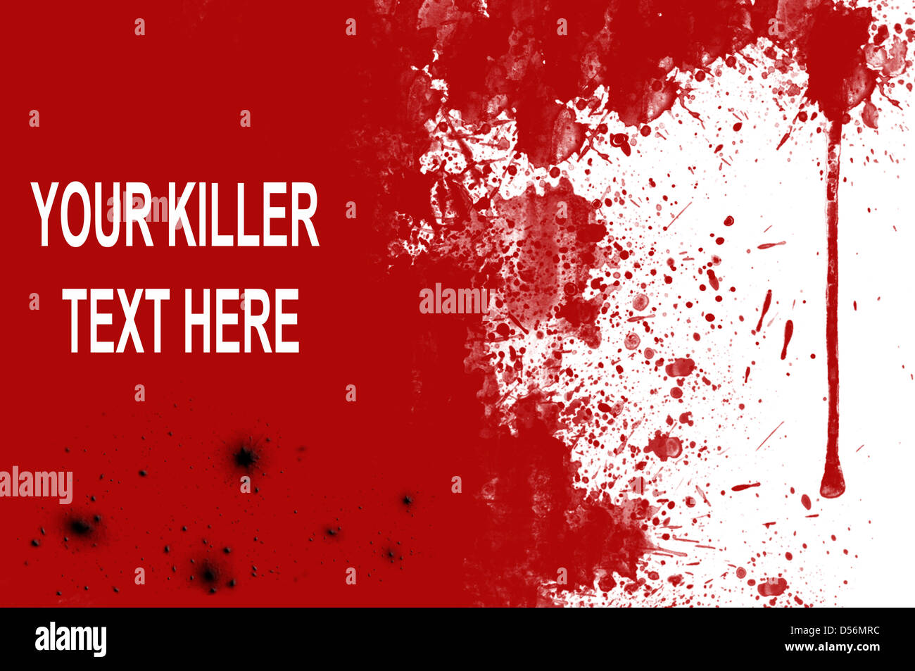 Illustrazione di sangue gocce sparse con sfondo bianco Foto Stock