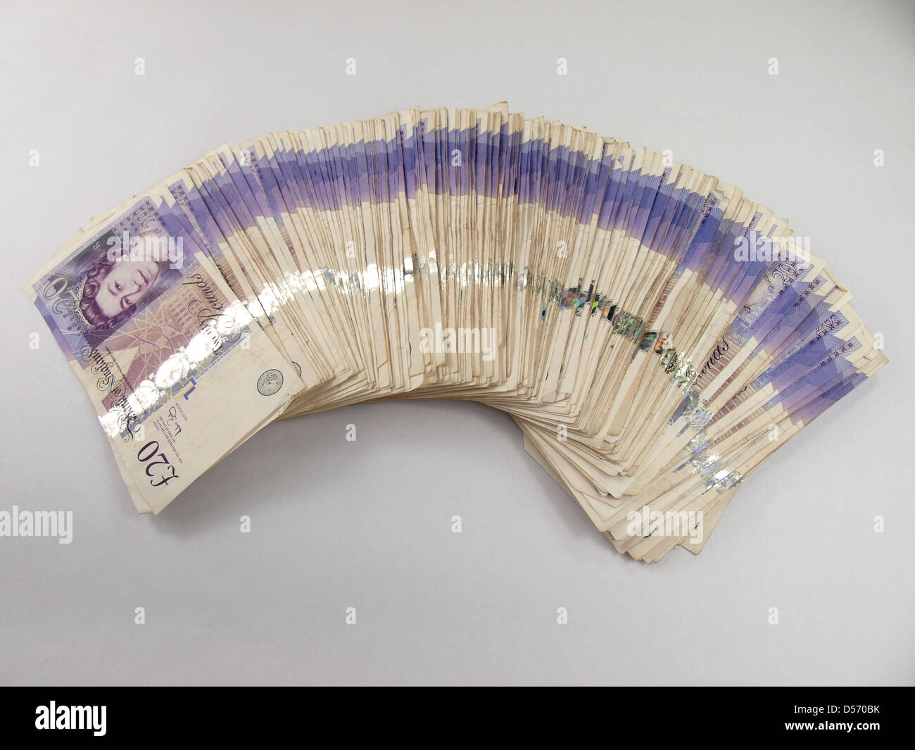£4000 in venti pound note, REGNO UNITO Foto Stock