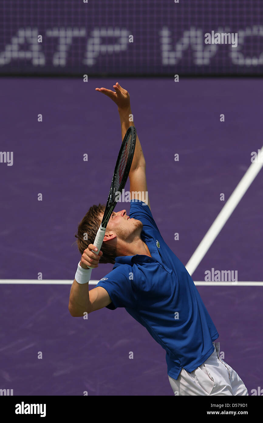 Miami, Florida, Stati Uniti d'America. Xxv Marzo 2013. David Goffin del Belgio in azione durante il Sony Open 2013. Credito: Mauricio Paiz / Alamy Live News Foto Stock