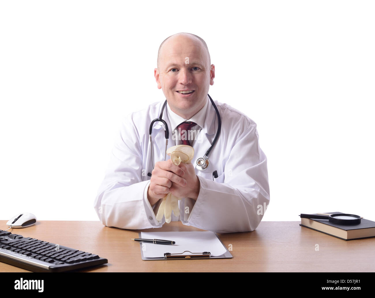Medico come desk isolato su bianco Foto Stock