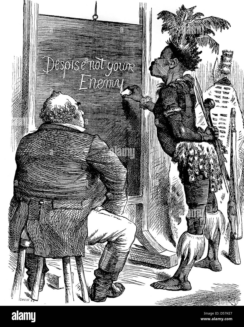 Guerra ZULU 1879. Un punzone cartoon da John Tenniel pubblicata il 1 marzo 1897 dopo Chelmsford la sconfitta di Isandlwana 22 Gennaio Foto Stock