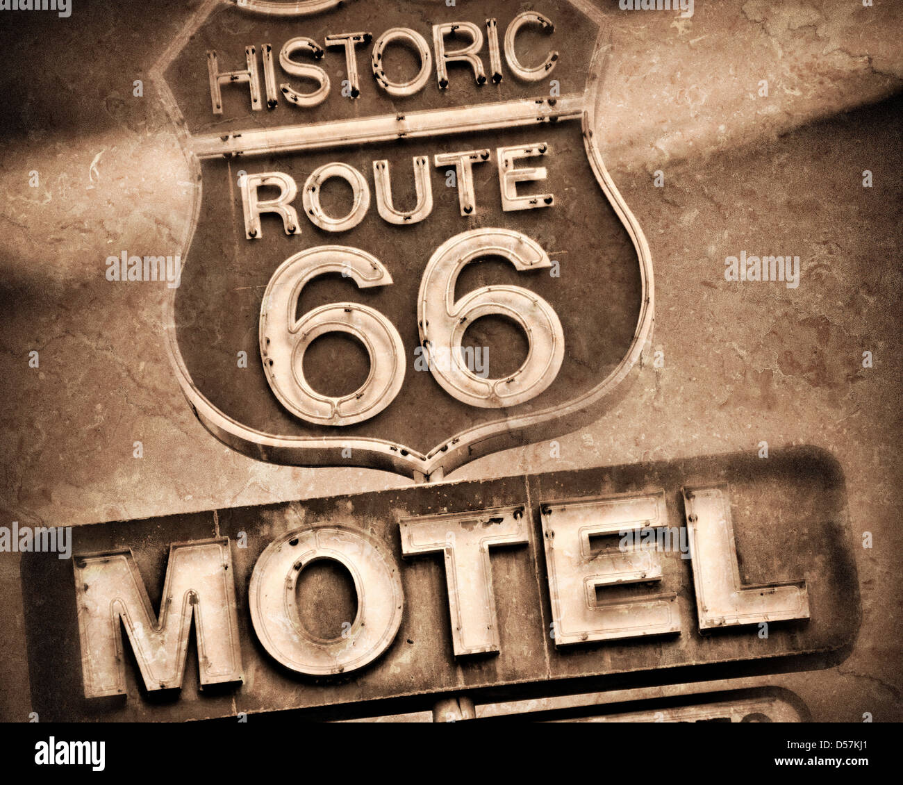Vintage Route 66 Motel segno Foto Stock