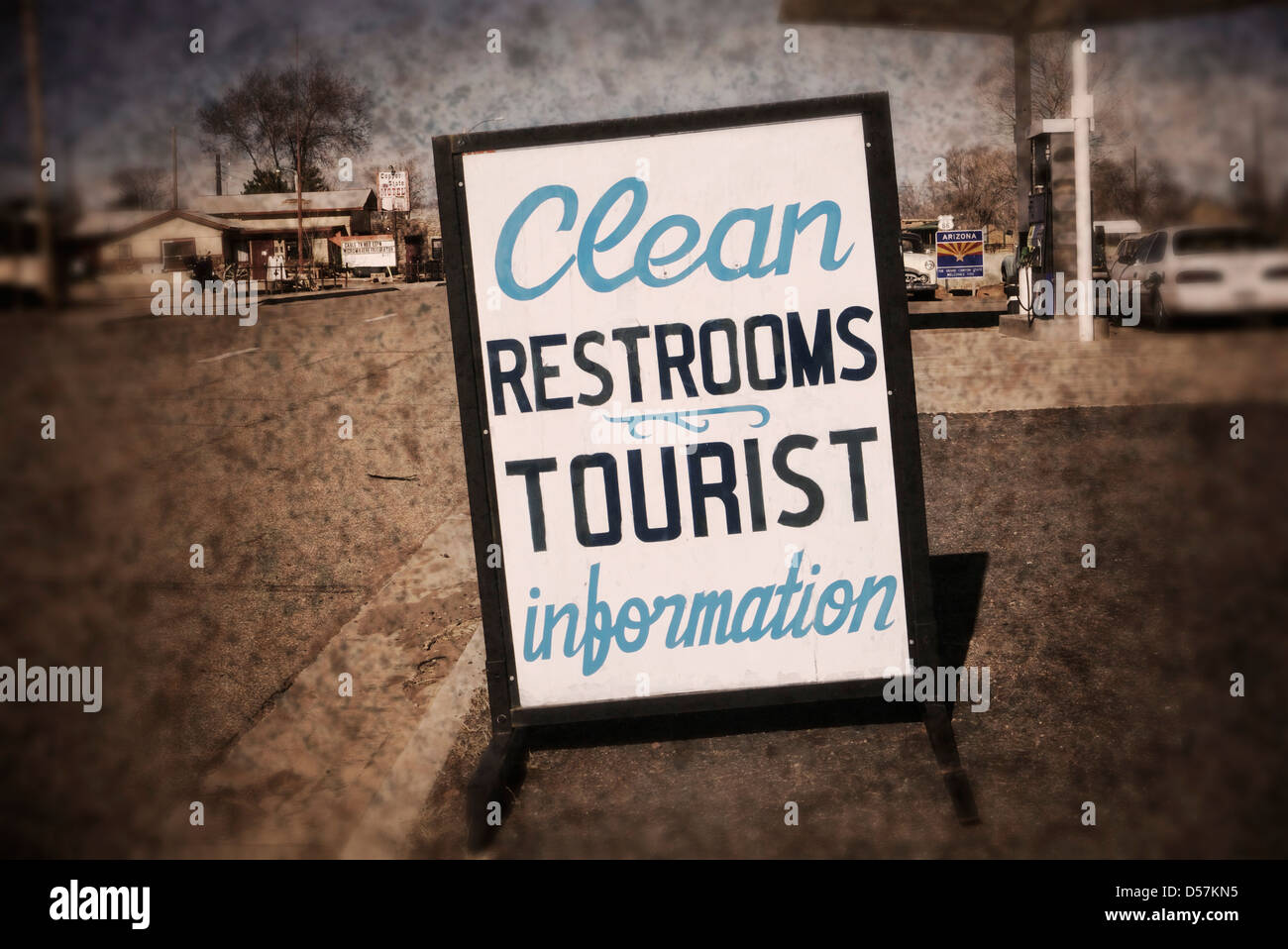 Pulire i servizi igienici & info turistiche. Foto Stock