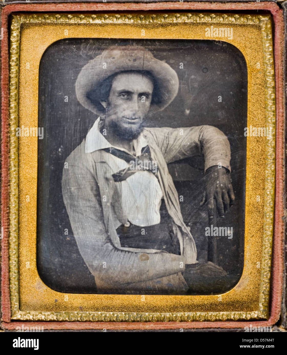 Un daguerreotipo di James Buckner "Buck" Barry, un noto Texas Ranger. L'immagine mette in risalto la figura storica e ruvida della prima storia fotografica. Foto Stock