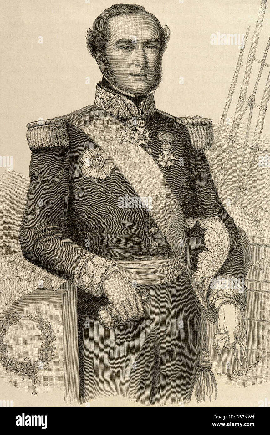 Ferdinand-Alphonse Hamelin (1796-1864). Ammiraglio francese. Incisione nella storia universale. Xix secolo. Foto Stock