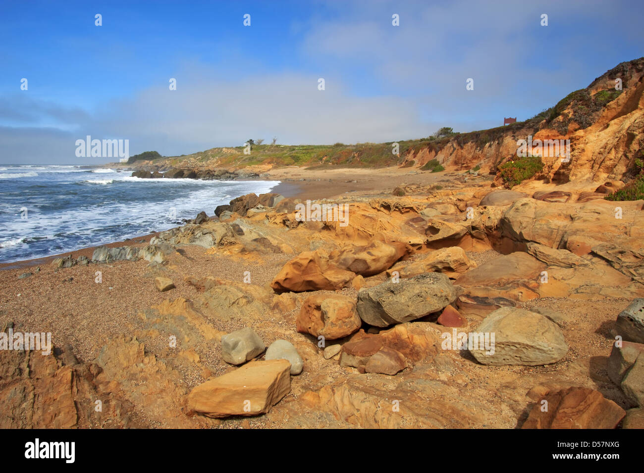 Spiaggia di ciottoli a fagiolo stato Cave Beach in California Foto Stock