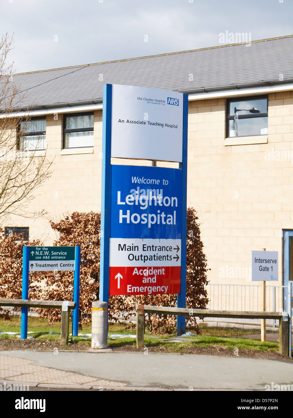 Leighton hospital sign in Crewe Cheshire Regno Unito Foto Stock