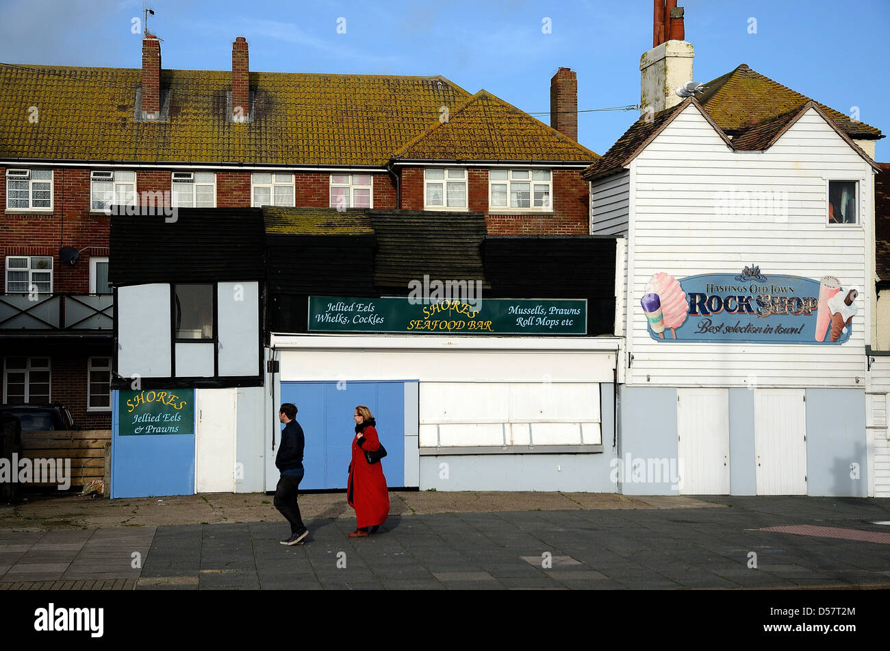 Mare chiuso shop fronti in Hastings old town Sussex Foto Stock