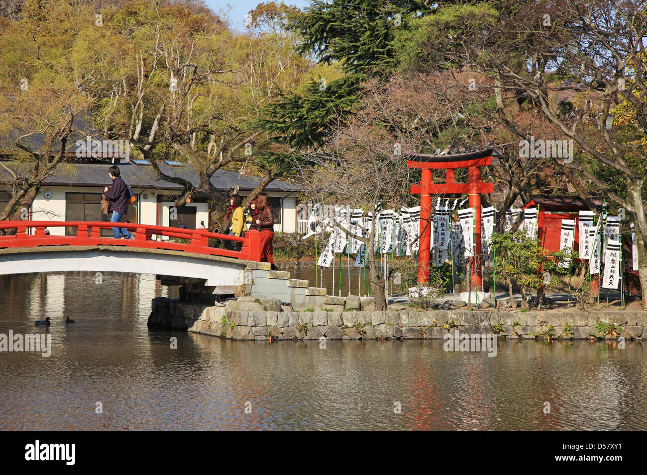 Giappone, nella prefettura di Kanagawa a Kamakura, Tsurugaoka Hachimangu Santuario Foto Stock