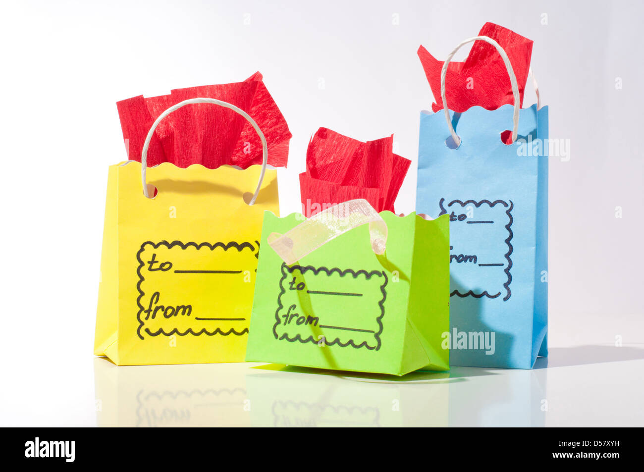 Verde Giallo blu package per doni Foto Stock