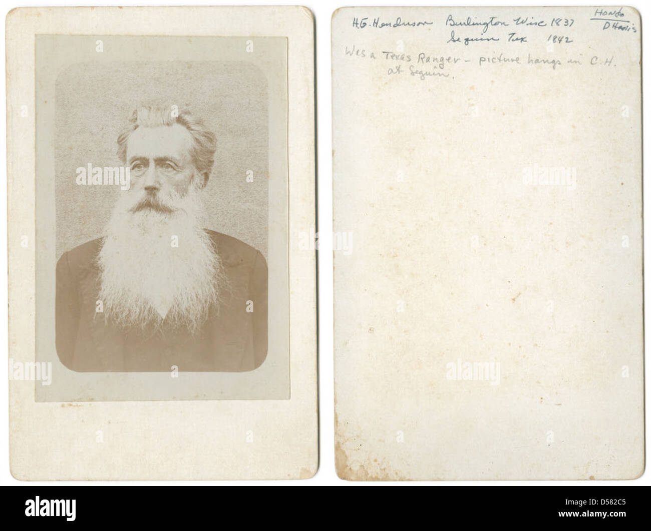 Un ritratto di H. G. Henderson, un noto Texas Ranger, che prestò servizio nelle forze dell'ordine tra la fine del XIX e l'inizio del XX secolo. La foto evidenzia il suo ruolo nel mantenere l'ordine negli Stati Uniti occidentali. Foto Stock