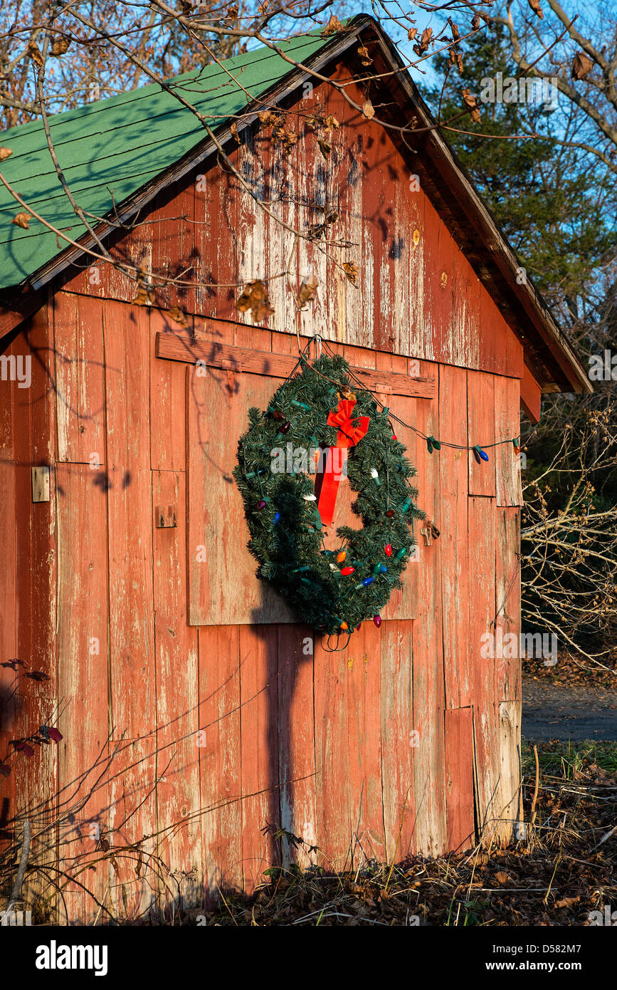 Paese rustico decorazioni di Natale, STATI UNITI D'AMERICA Foto Stock