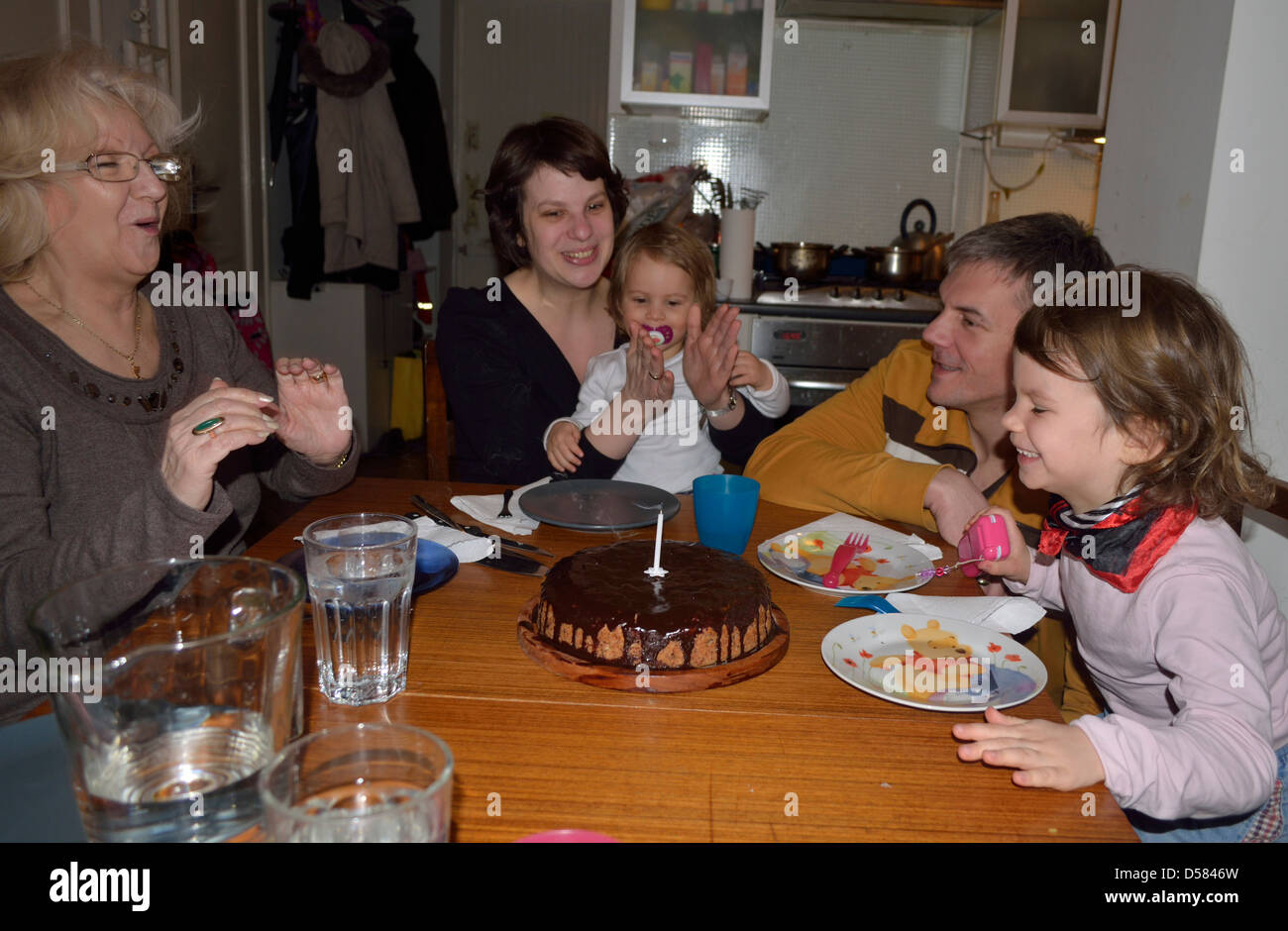 Festa di compleanno a casa, buon compleanno Nonnina! Foto Stock