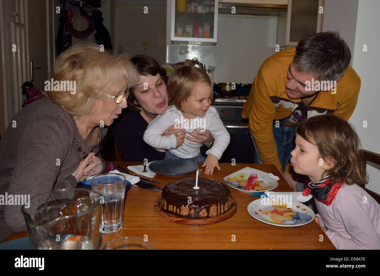 Festa di compleanno a casa, buon compleanno Nonnina! Foto Stock