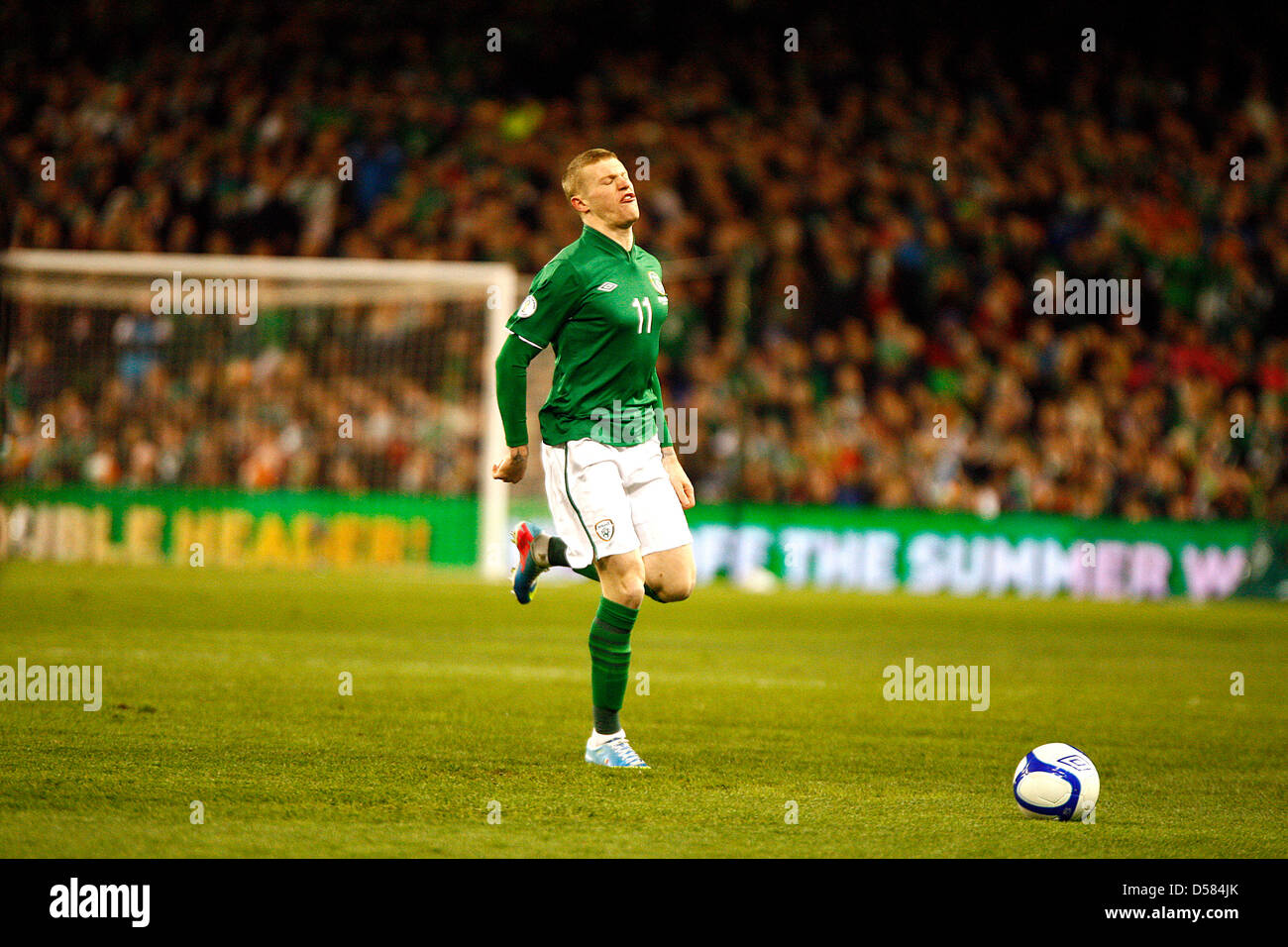 26.03.2013 - James McClean di Rep di Irlanda, World Cup Qualification Group C - REP D'IRLANDA 2-1 Austria, Aviva Stadium di Dublino in Irlanda. Foto Stock