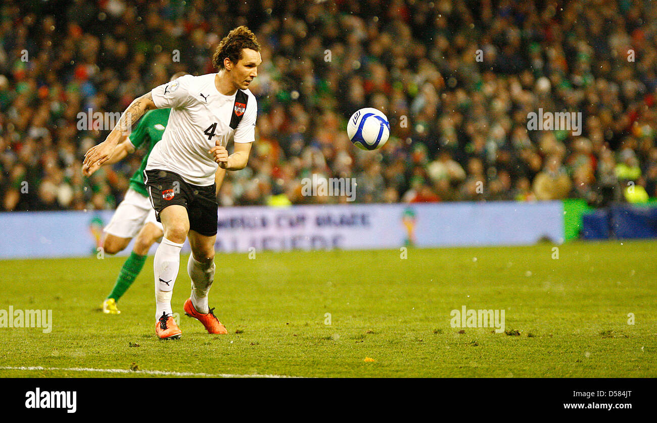 Dublino, Irlanda. 26 marzo, 2013. Emanuel Pogatetz dell Austria, World Cup Qualification Group C - REP D'IRLANDA 2-1 Austria, Aviva Stadium di Dublino in Irlanda. Foto Stock