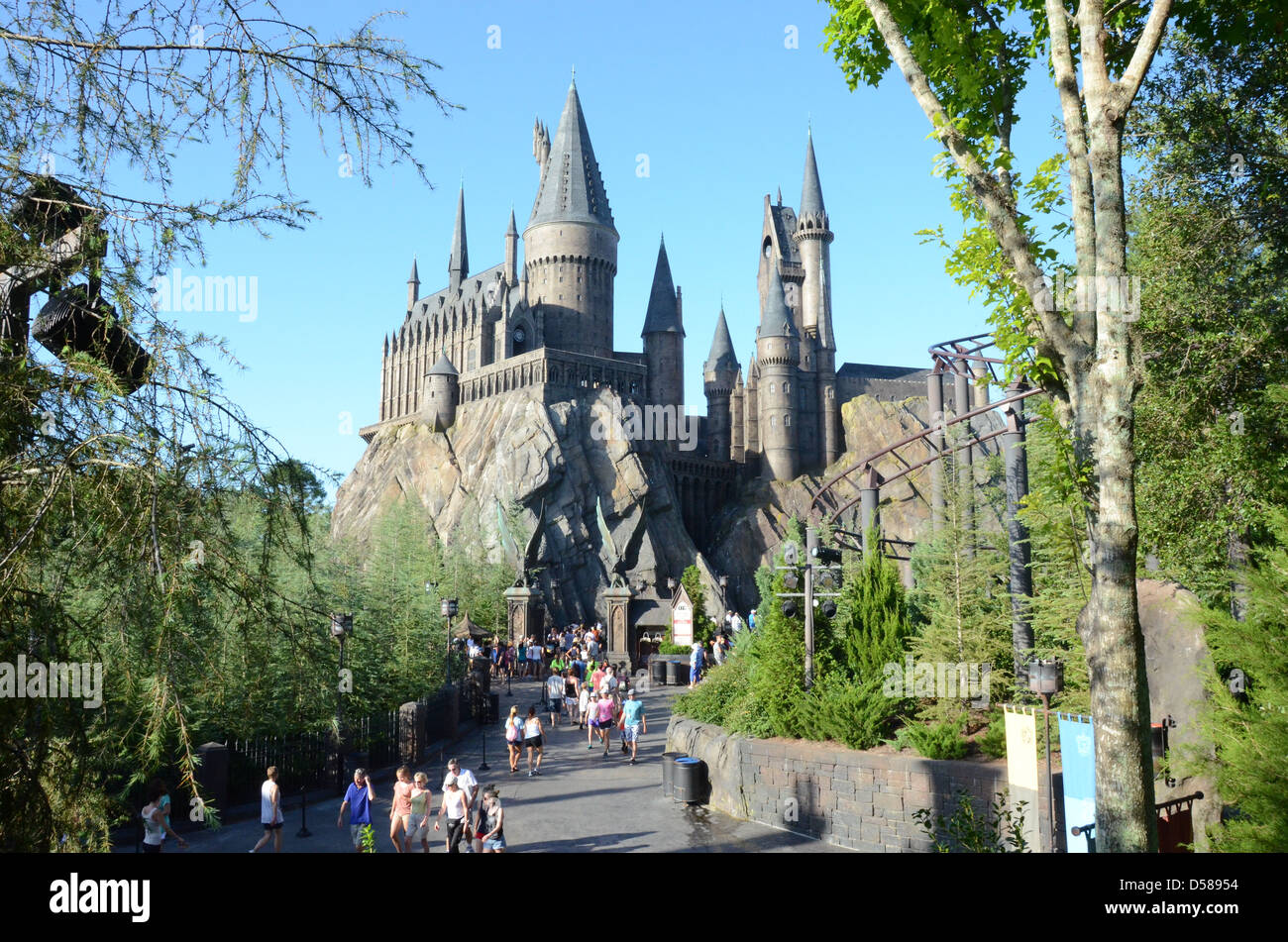 Il castello di Hogwarts, nel mondo di Wizarding di Harry Potter, Isole di avventura, Universal Orlando Resort di Orlando, Florida, Stati Uniti d'America Foto Stock