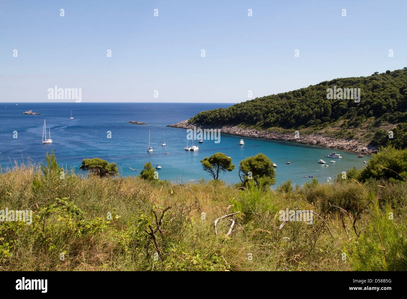 Sunj bay sull'isola di Lopud, Croazia Foto Stock