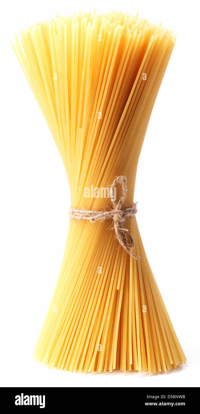Spaghetti isolati su sfondo bianco. Foto Stock